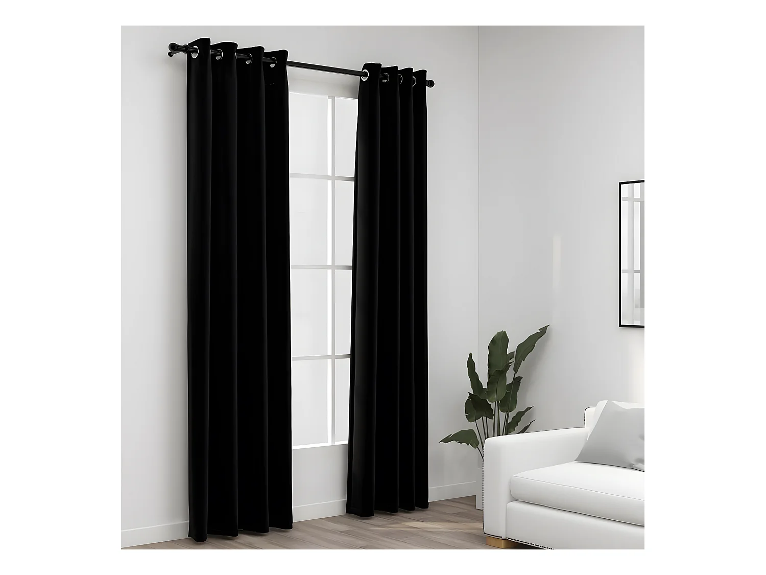 Rideaux occultants Aspect lin avec œillets 2 pcs Noir 140x245cm QBH32016