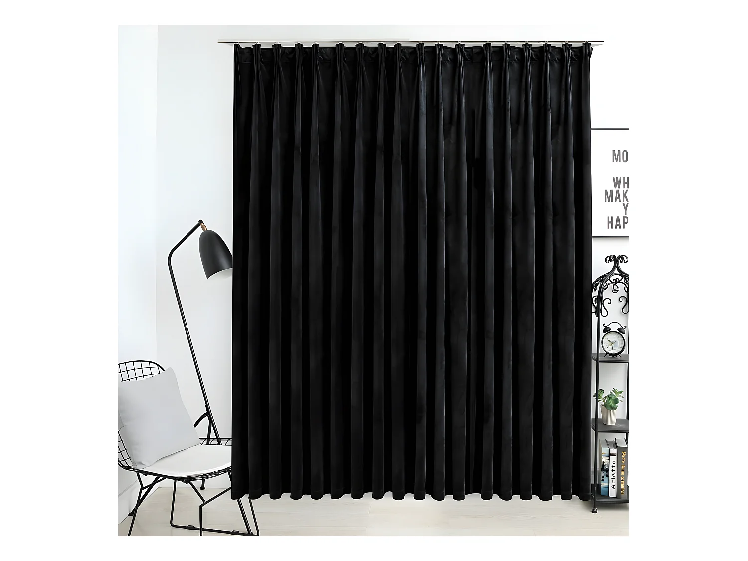 Rideau occultant avec crochets Velours Noir 290x245 cm QBH42910