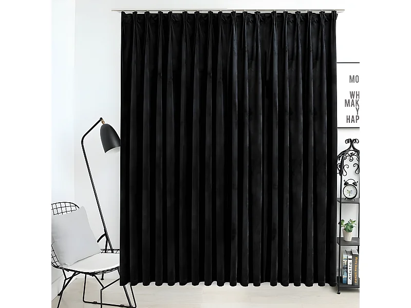 Cortina opaca con ganchos terciopelo negro 290x245 cm ES205256