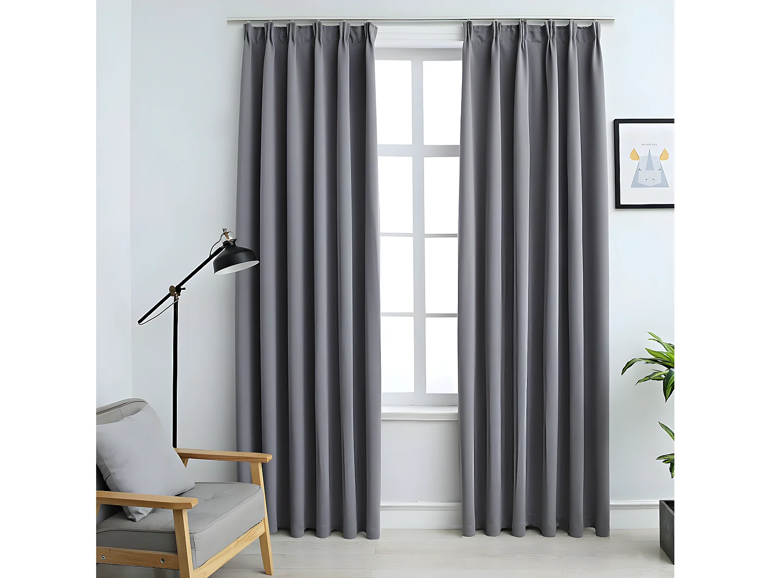 Rideaux occultants avec crochets 2 pcs Gris 140x175 cm QBH47788