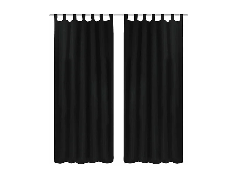 Micro-Satijnen Gordijnen met Ringen 140 x 245 cm 2 stuks (Zwart) NL376758