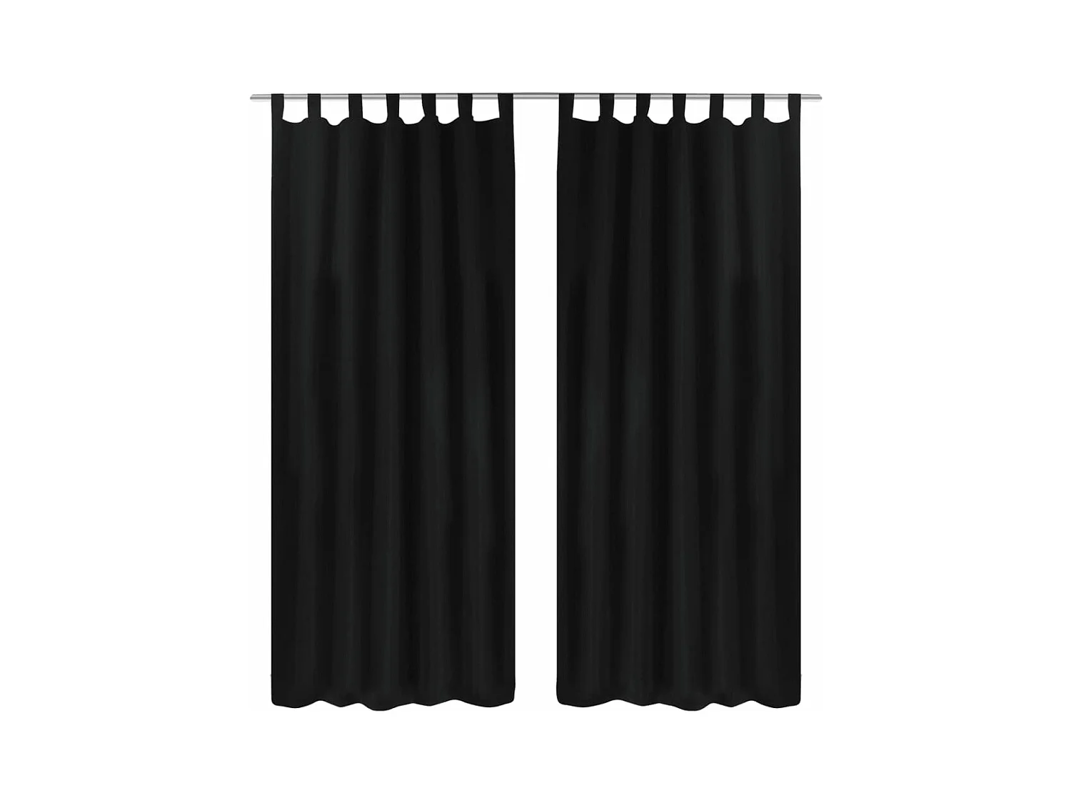 2 pcs Rideau à Passant Micro Satin Noir 140 x 245 cm QBH29812