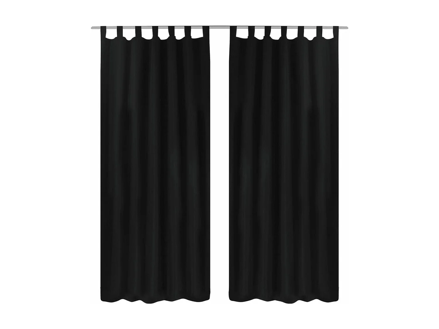 2 pcs Rideau à Passant Micro Satin Noir 140 x 245 cm QBH29812