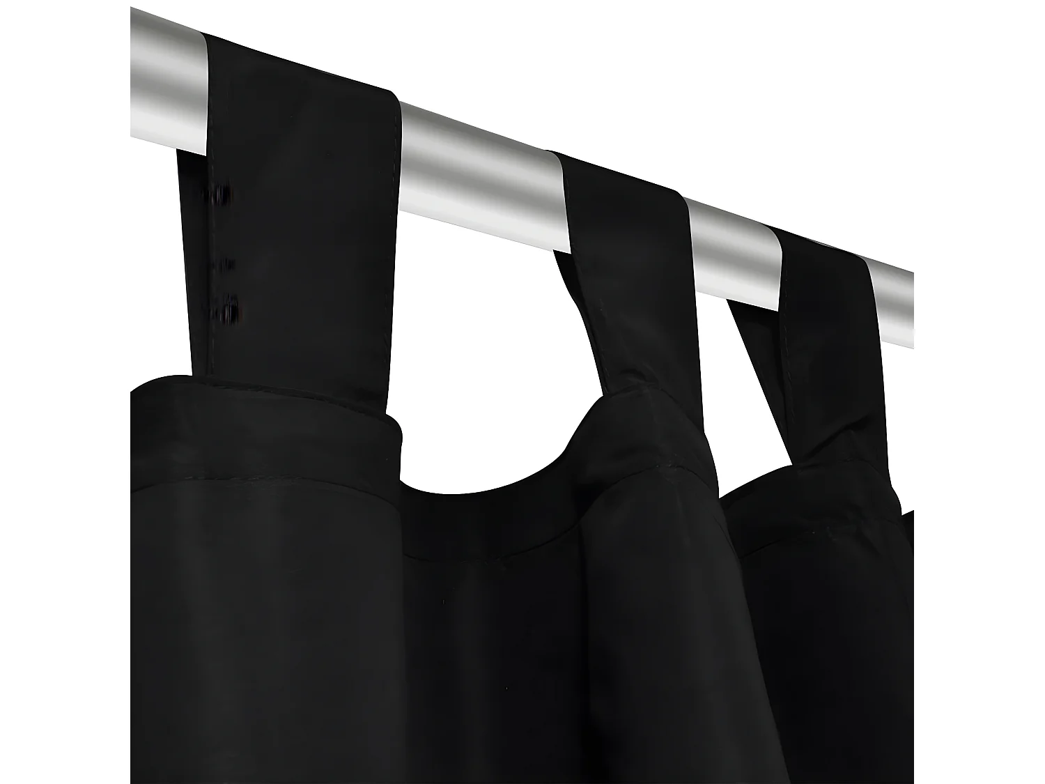 2 pcs Rideau à Passant Micro Satin Noir 140 x 245 cm QBH29812