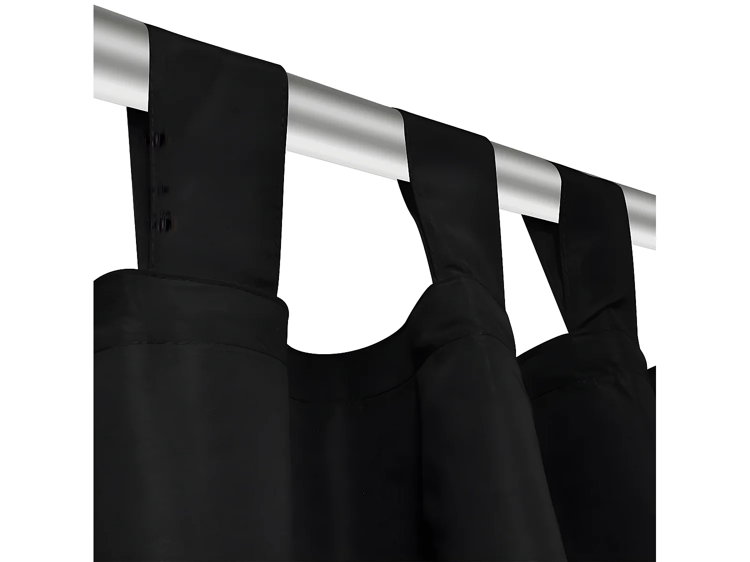 2 pcs Rideau à Passant Micro Satin Noir 140 x 245 cm QBH29812