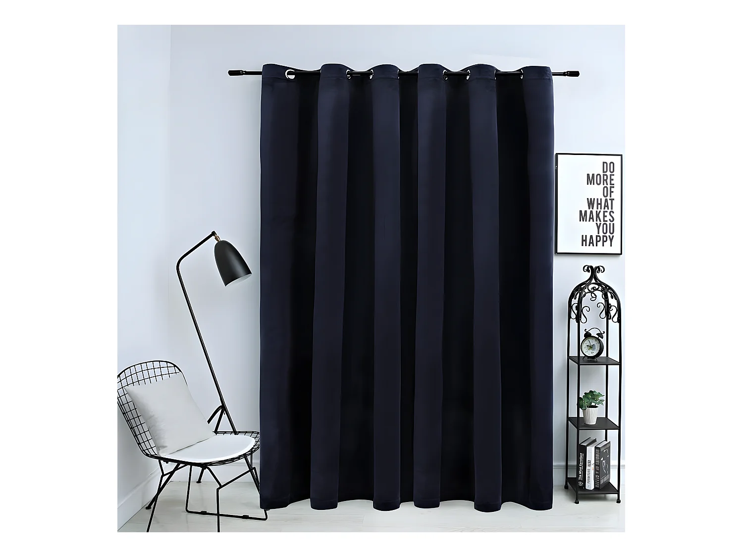 Rideau occultant avec anneaux en métal Velours Noir 290x245 cm QBH67735
