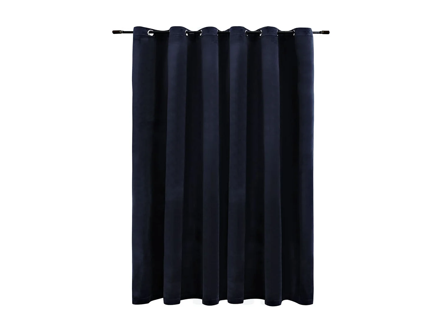Cortina opaca con anillas de metal terciopelo negro 290x245 cm ES852763