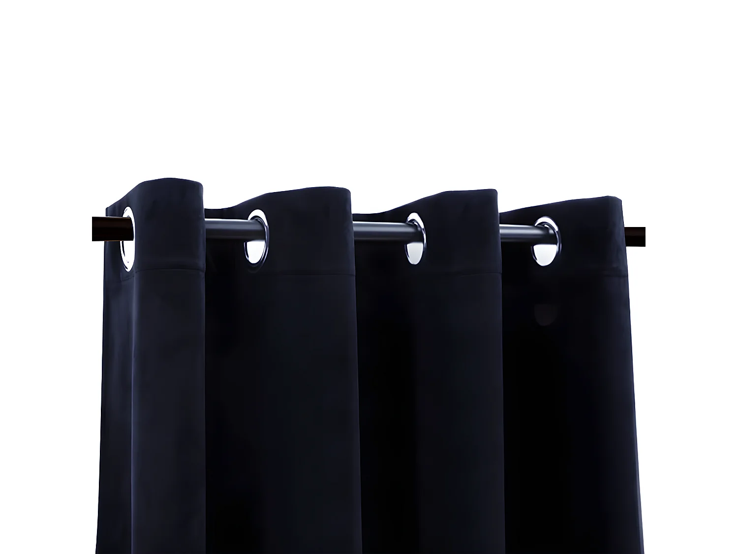 Cortina opaca con anillas de metal terciopelo negro 290x245 cm ES852763