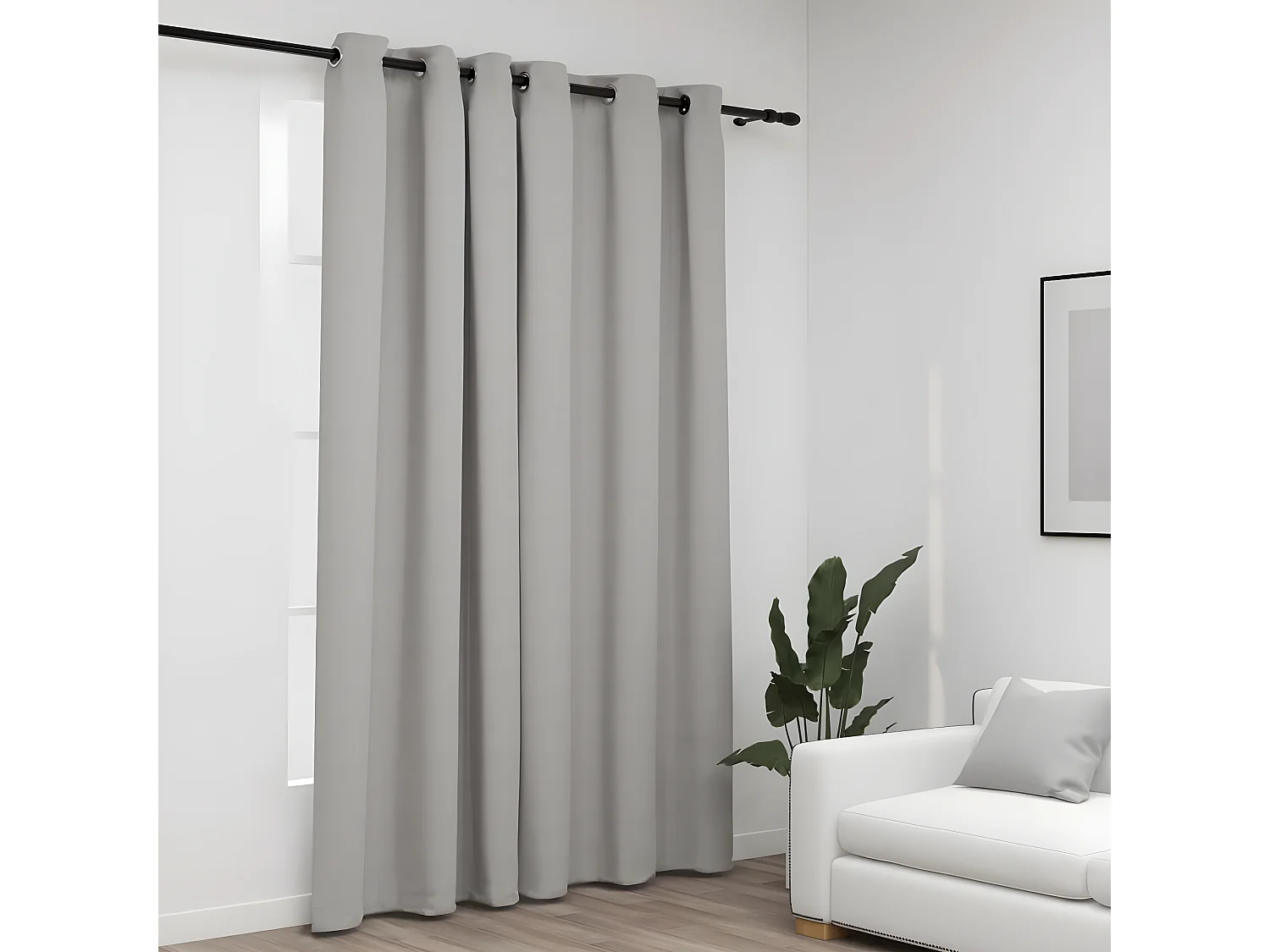Rideau occultant Aspect de lin avec œillets Gris 290x245 cm QBH88743