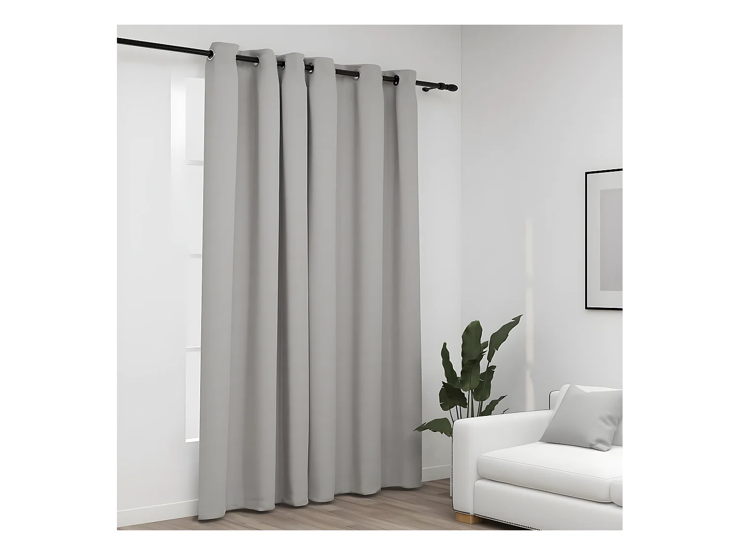 Rideau occultant Aspect de lin avec œillets Gris 290x245 cm QBH88743