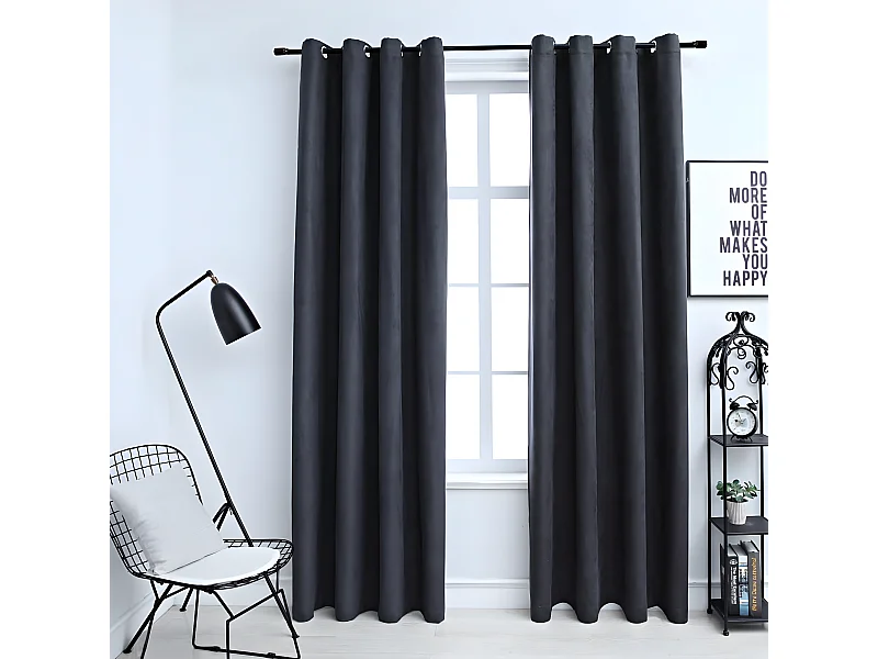Cortinas blackout c/ argolas em metal 2 pcs 140x225cm antracite PT466179