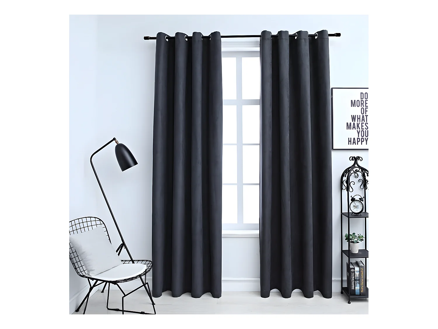 Rideaux occultants avec anneaux Métal 2pcs Anthracite 140x225cm QBH79623