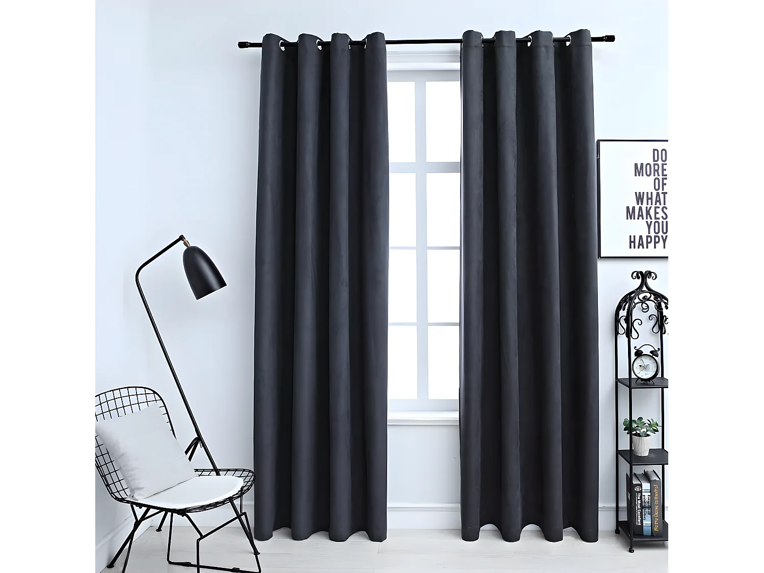 Rideaux occultants avec anneaux Métal 2pcs Anthracite 140x225cm QBH79623