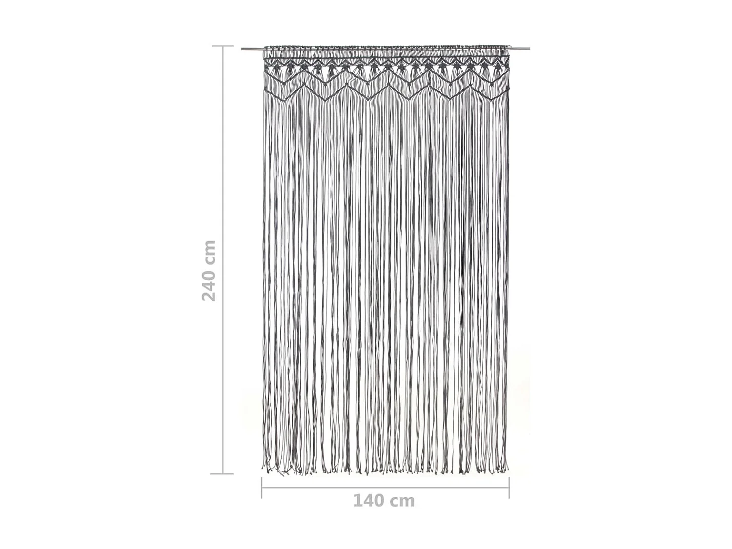 Rideau en macramé Anthracite 140x240 cm Coton QBH47354