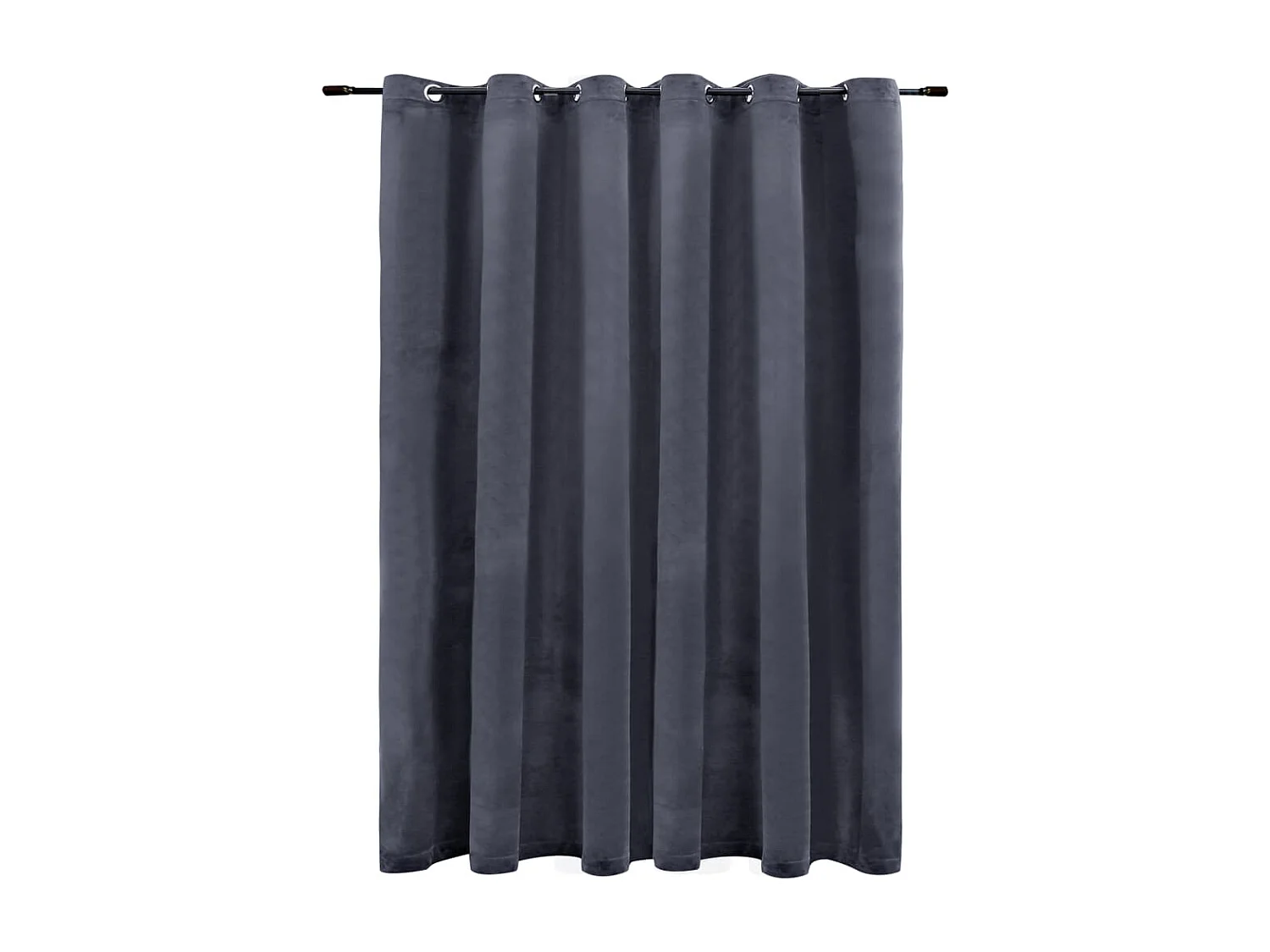 Rideau occultant et anneaux métal Velours Anthracite 290x245 cm QBH92622