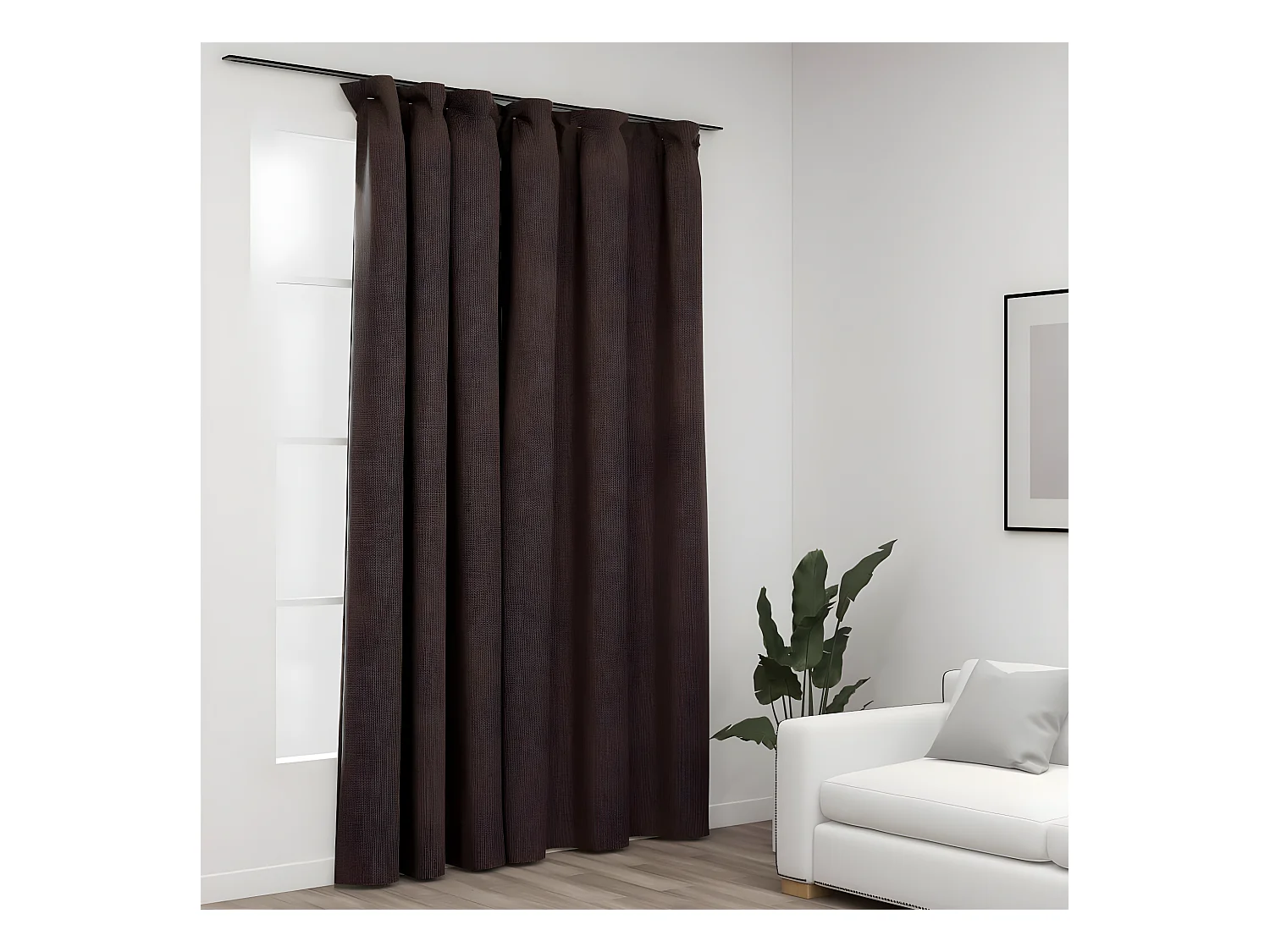 Rideau occultant d'aspect de lin avec crochets Taupe 290x245 cm QBH96710