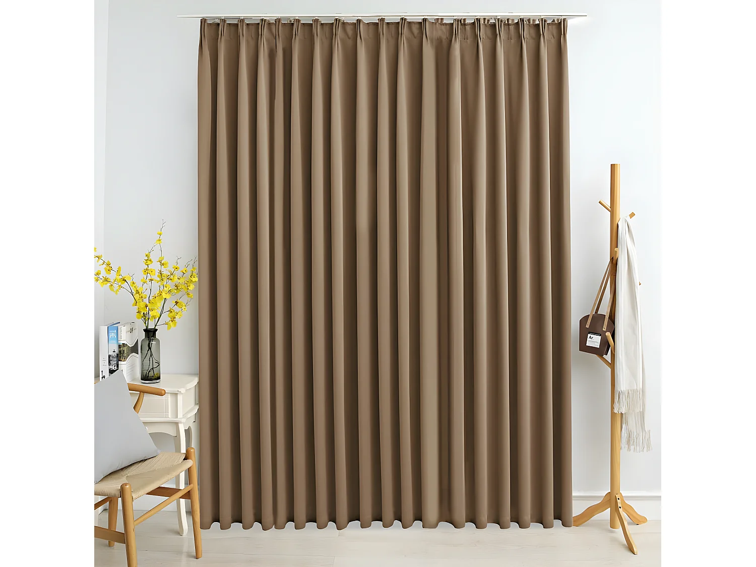 Gordijn verduisterend met haken 290x245 cm taupe NL960508