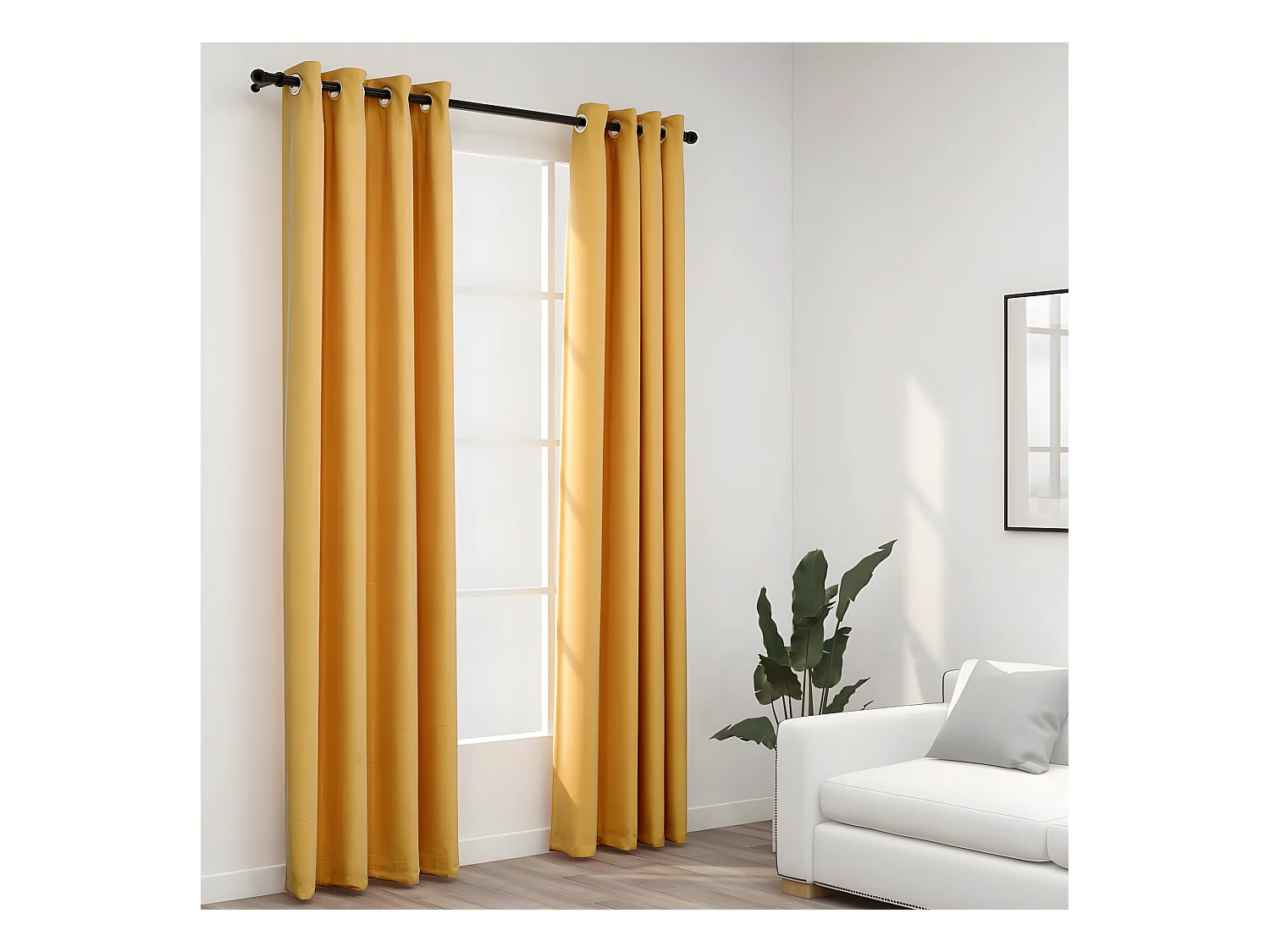 Rideaux occultants Aspect lin à œillets 2 pcs Jaune 140x225 cm QBH17197