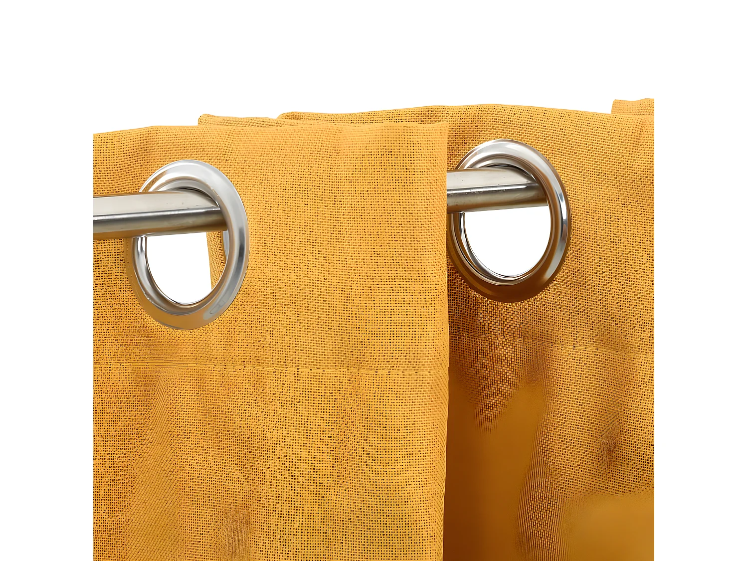 Cortinas opacas con ojales look lino 2 pzas amarillo 140x225 cm ES831582