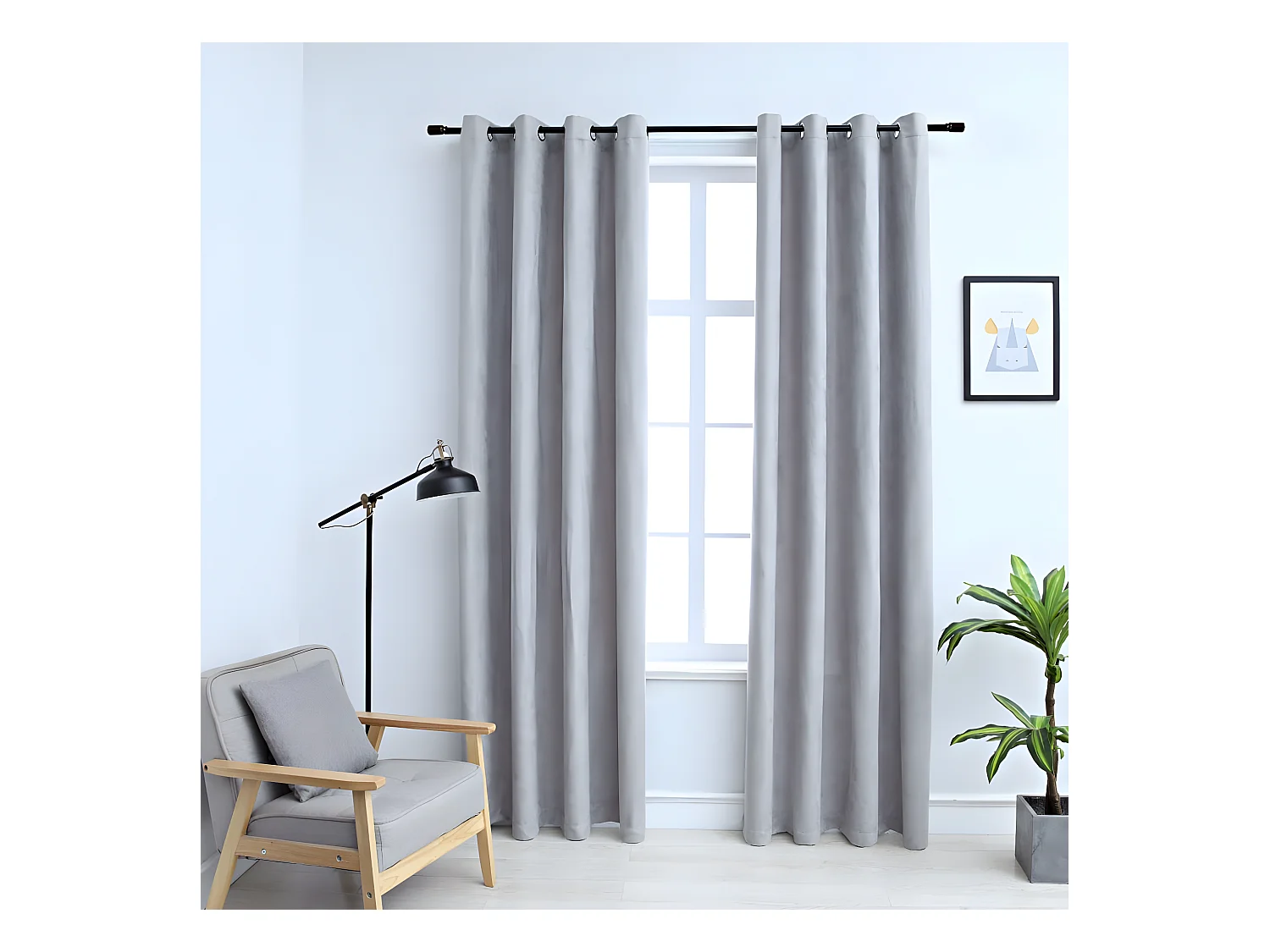 Rideaux occultants avec anneaux en métal 2 pcs Gris 140x225 cm QBH40080