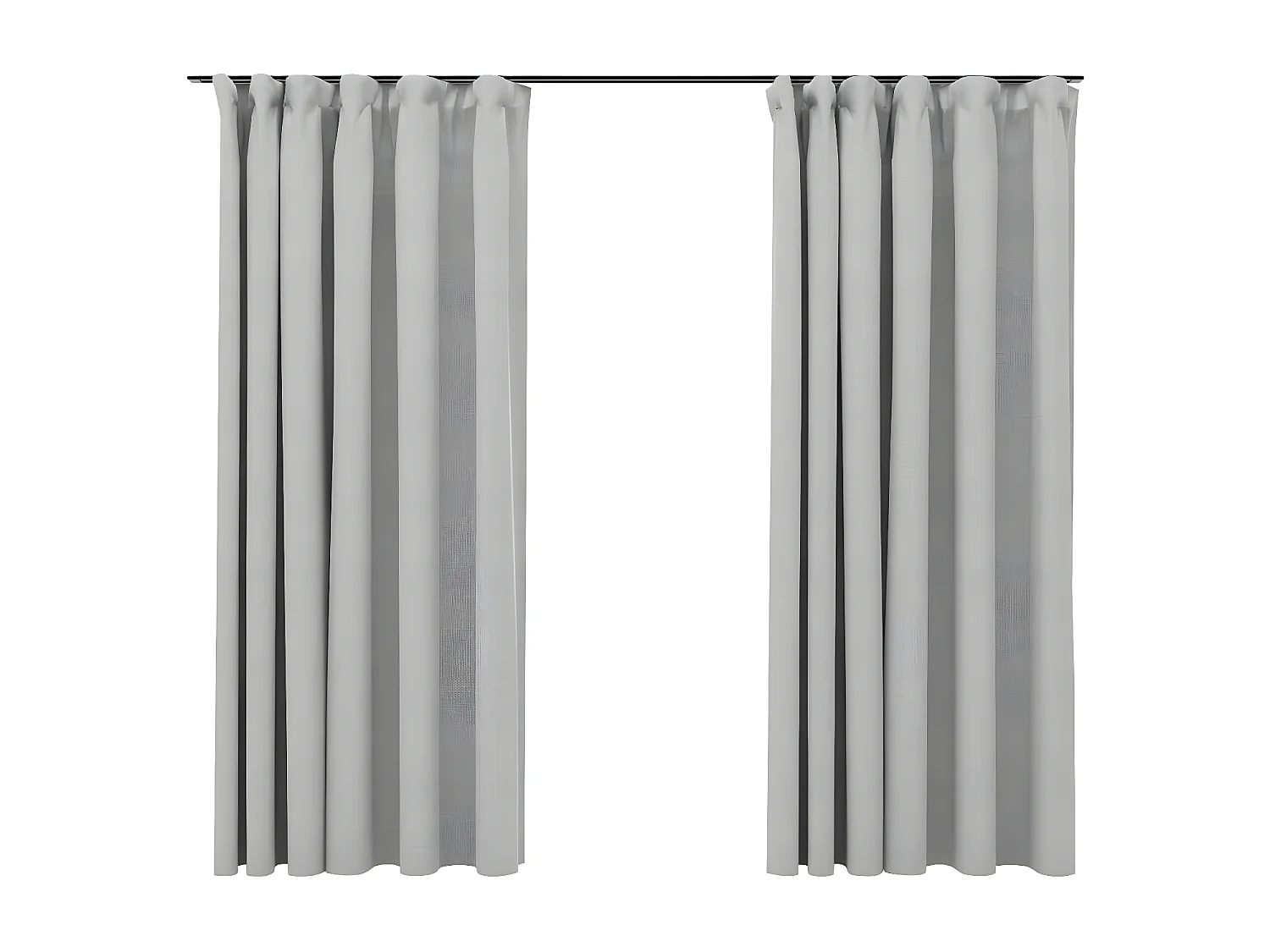 Rideaux occultants aspect lin avec crochets 2pcs Gris 140x175cm QBH23972