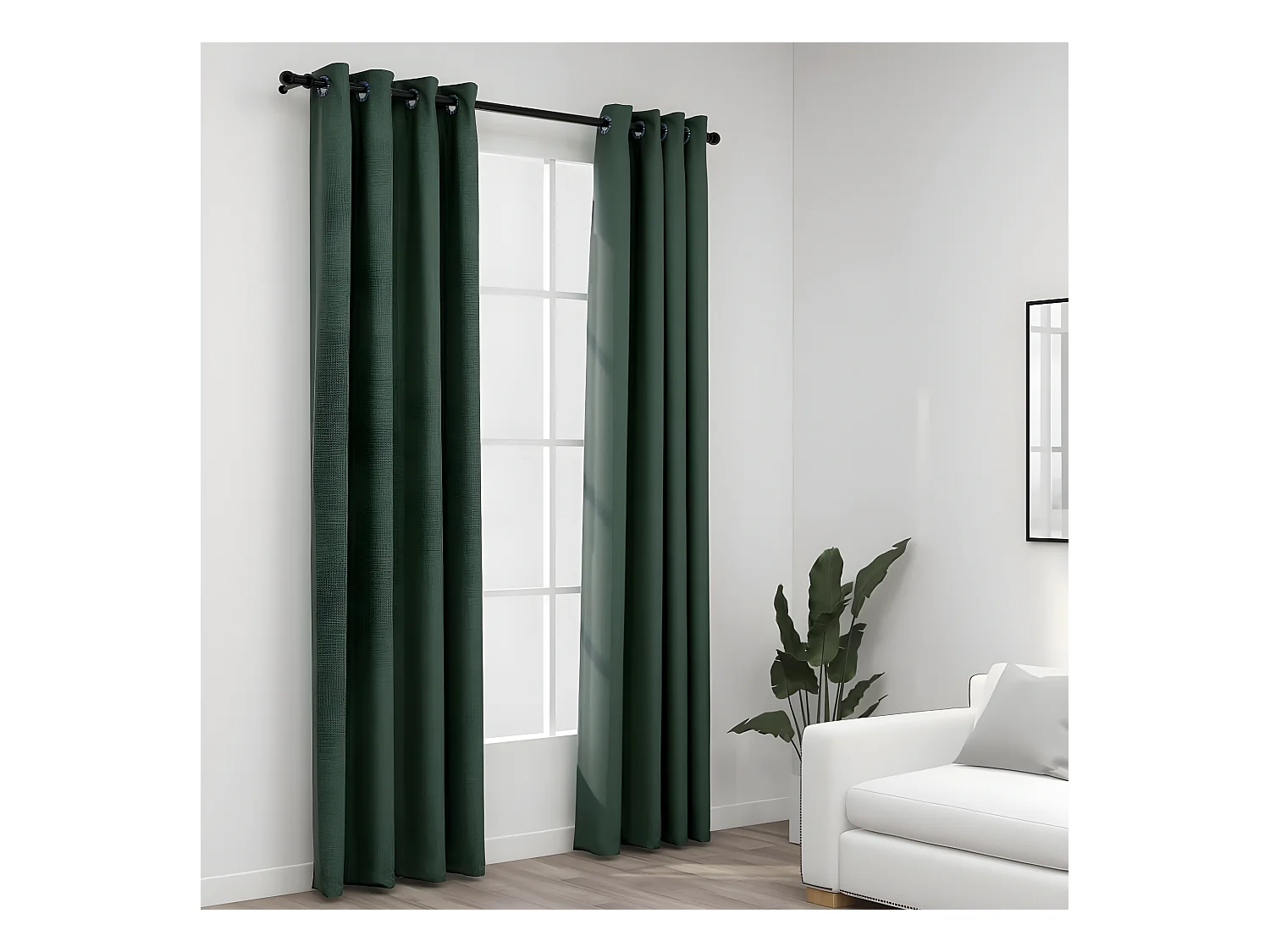 Rideaux occultants Aspect lin avec œillets 2 pcs Vert 140x225cm QBH16740