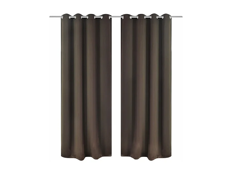 Cortinas opacas 2 piezas con ojales de metal 135x175 cm marrón ES995623