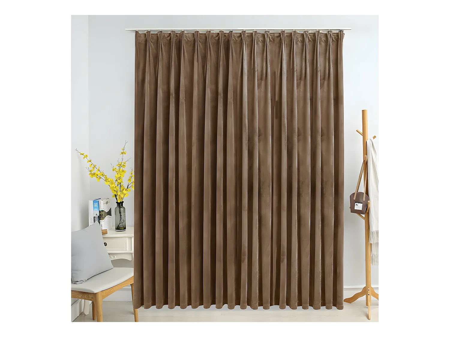 Rideau occultant avec crochets Velours Beige 290x245 cm QBH60631