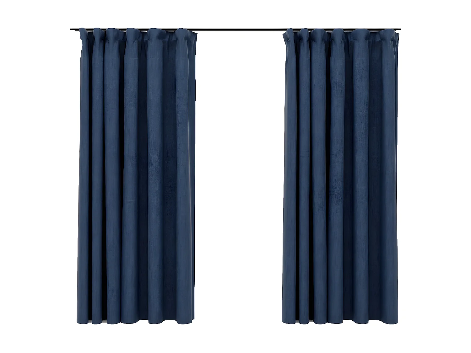 Cortinas opacas con ganchos look de lino 2 pzas azul 140x175 cm ES351106