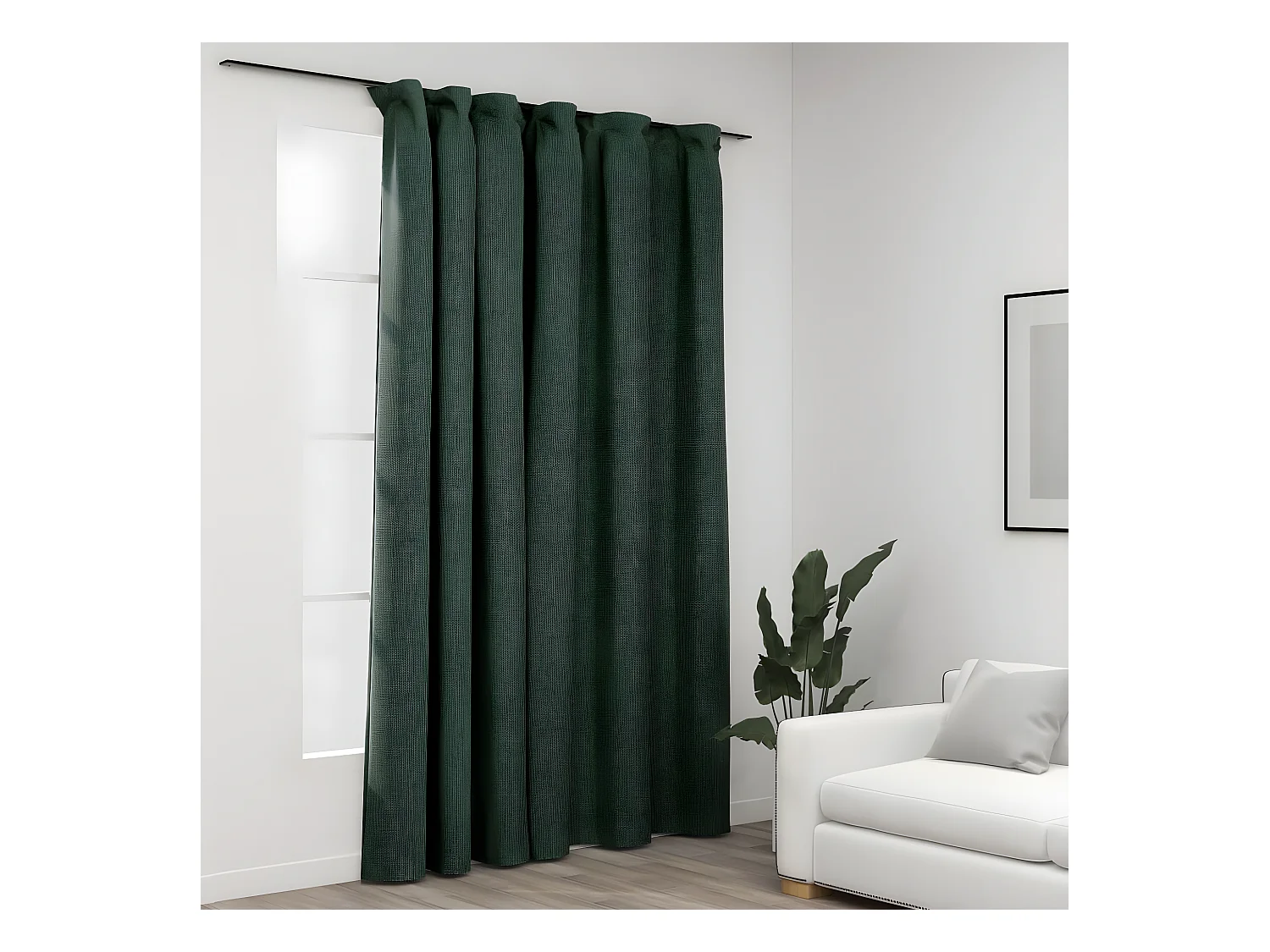 Rideau occultant d'aspect de lin avec crochets Vert 290x245 cm QBH52153