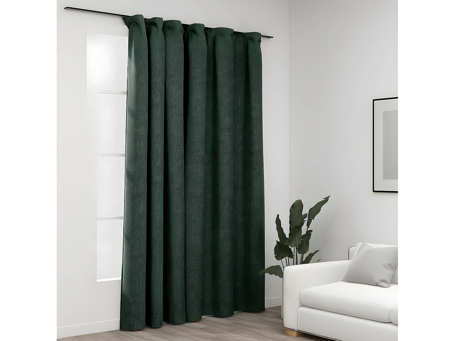 Rideau occultant d'aspect de lin avec crochets Vert 290x245 cm QBH52153