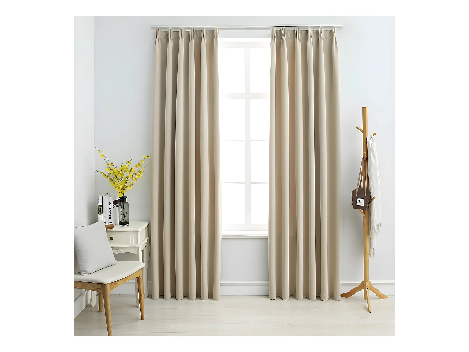 Rideaux occultants avec crochets 2 pcs Beige 140x245 cm QBH90028