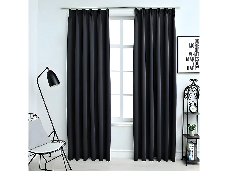 Cortinas blackout com ganchos 2 pcs 140x225 cm preto PT615470
