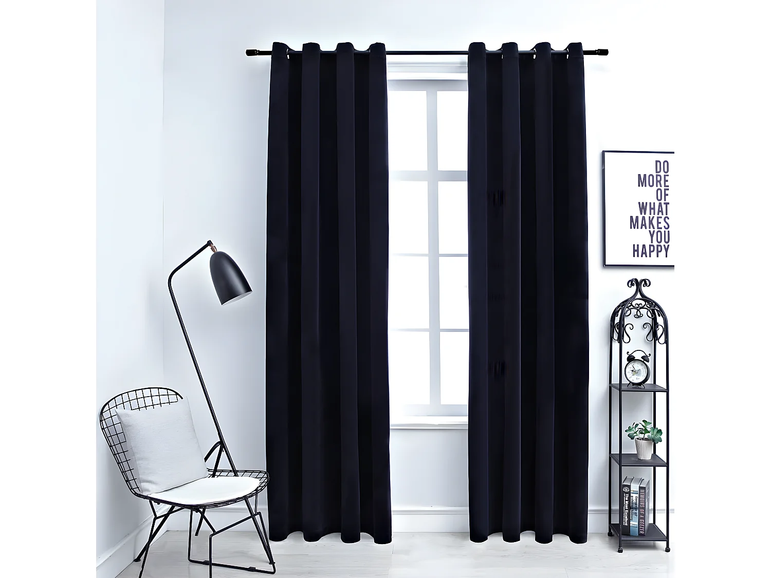Rideaux occultants avec anneaux 2 pcs Velours Noir 140x245 cm QBH51116