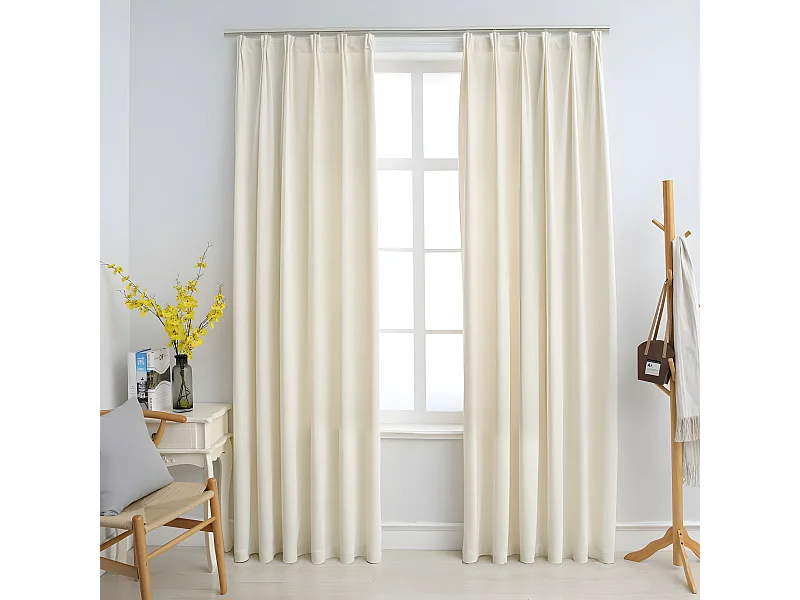 Cortinas opacas con ganchos 2 pzas terciopelo crema 140x175 cm ES338250