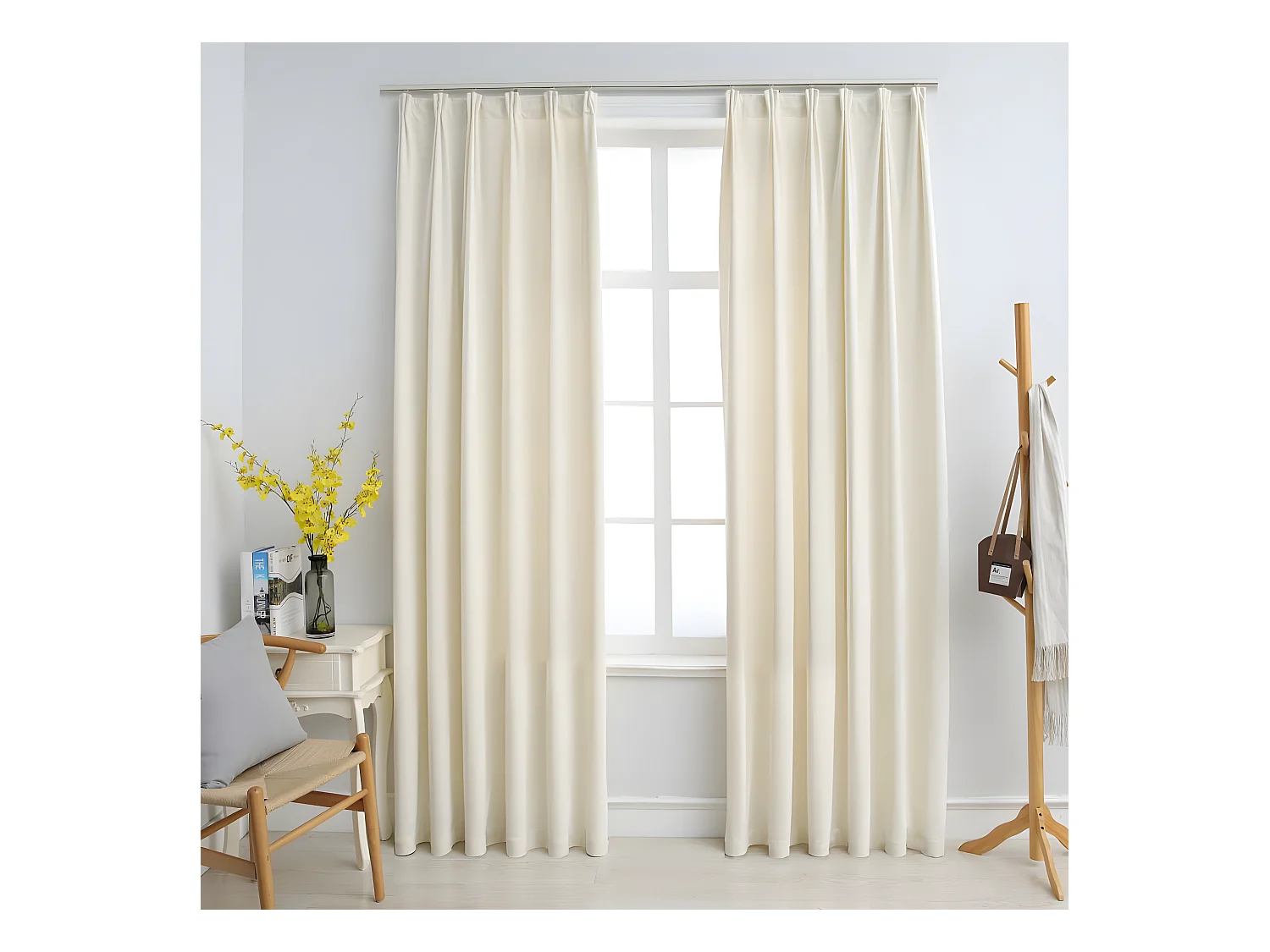 Rideaux occultants avec crochets 2 pcs Velours Crème 140x175 cm QBH33694