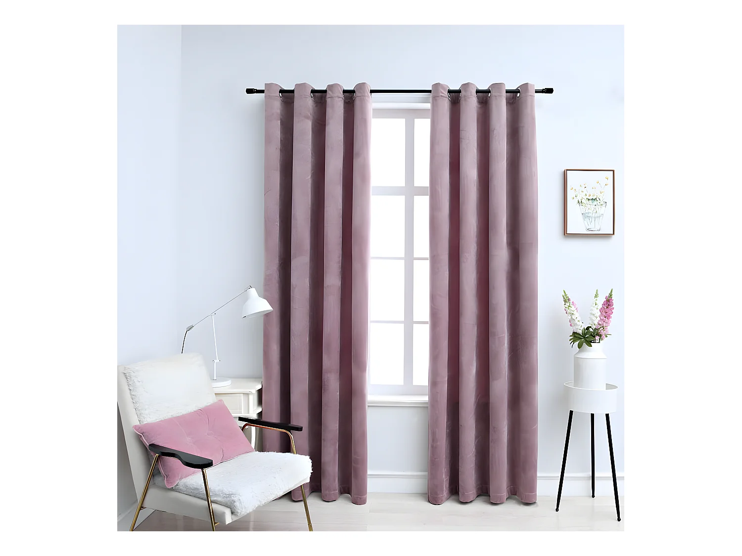 Rideaux occultants avec anneaux 2 pcs Velours Rose 140x245 cm QBH10778