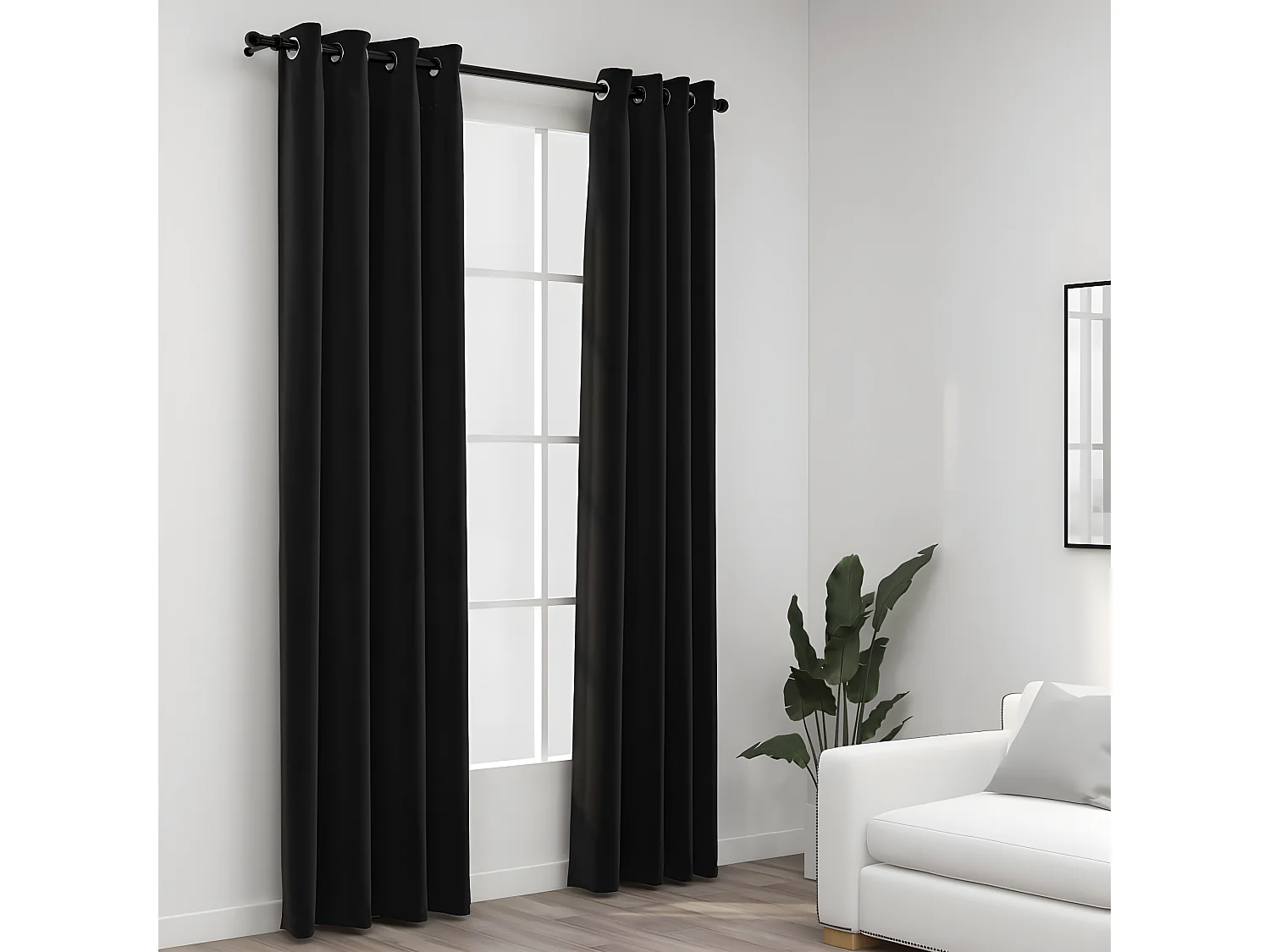 Cortina opaca con ojales look lino 2 pzas antracita 140x245 cm ES767205