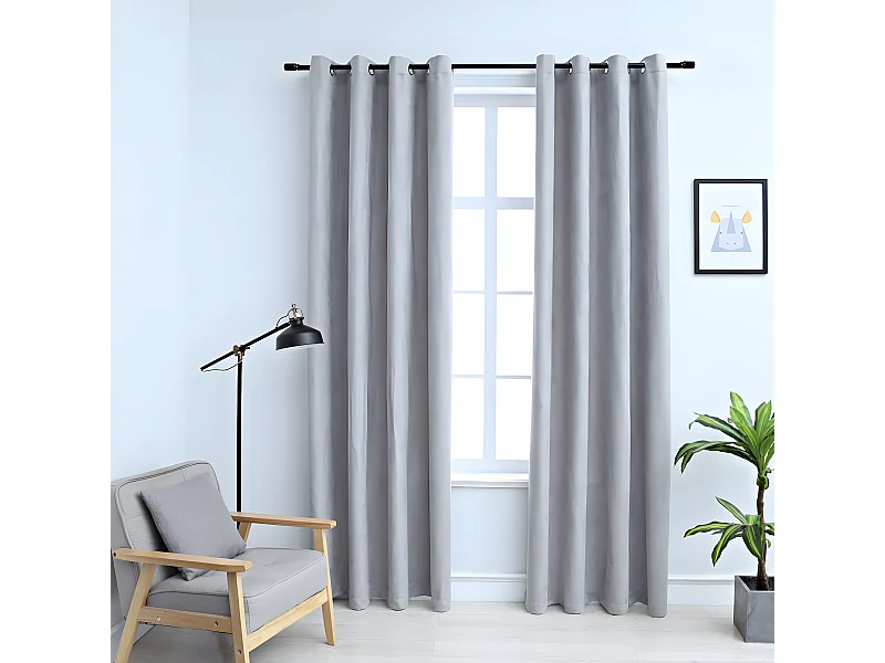 Cortinas blackout c/ argolas em metal 2 pcs 140x245 cm cinzento PT163781