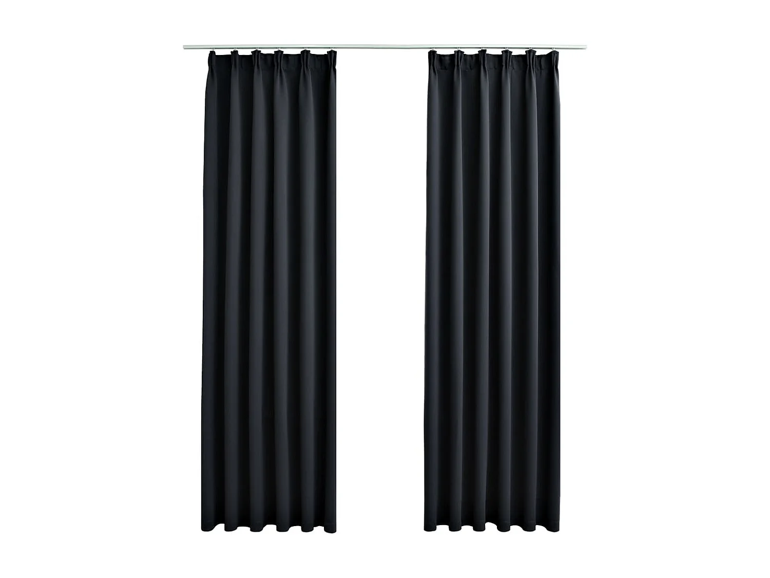 Cortinas opacas con ganchos 2 piezas negro 140x175 cm ES442726