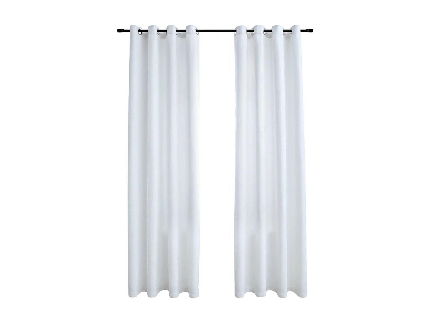 Rideau occultant et anneaux en métal 2pcs Blanc cassé 140x175cm QBH89378