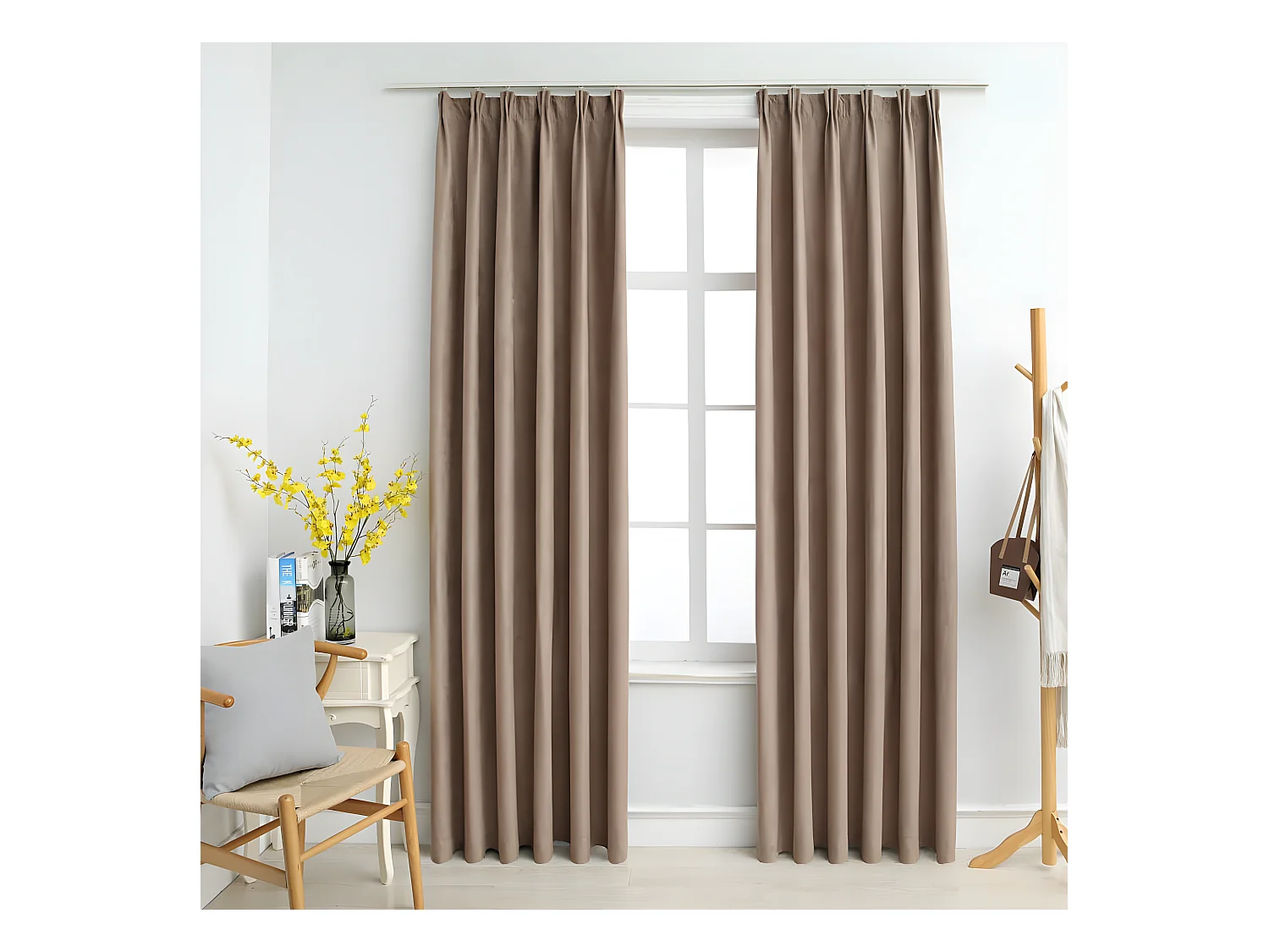 Rideaux occultants avec crochets 2 pcs Taupe 140x225 cm QBH46312
