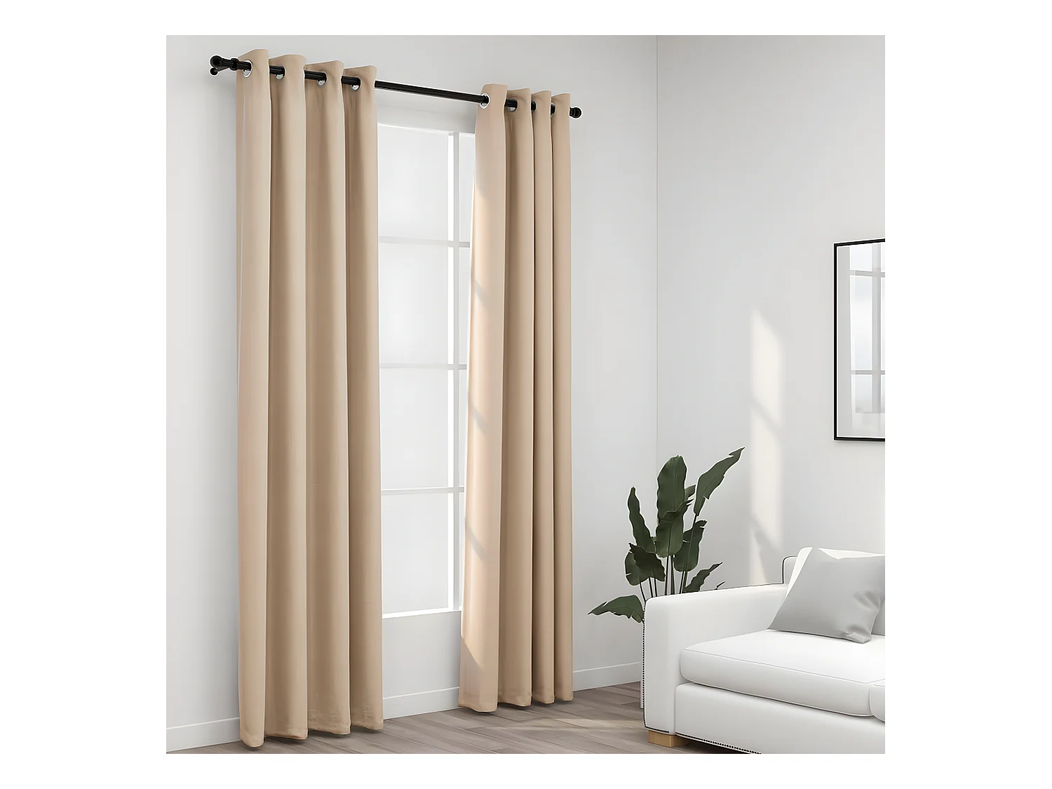 Rideaux occultants Aspect lin avec œillets 2pcs Beige 140x225cm QBH59865