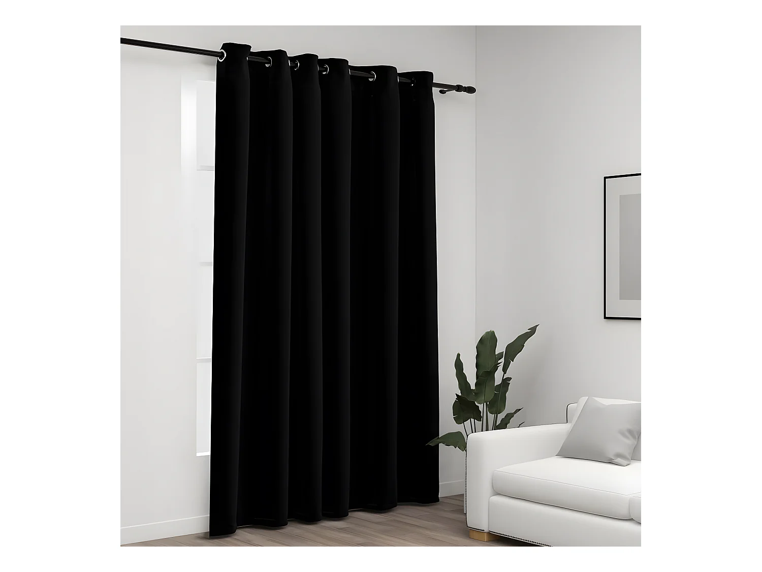 Rideau occultant Aspect de lin avec œillets Noir 290x245 cm QBH95723