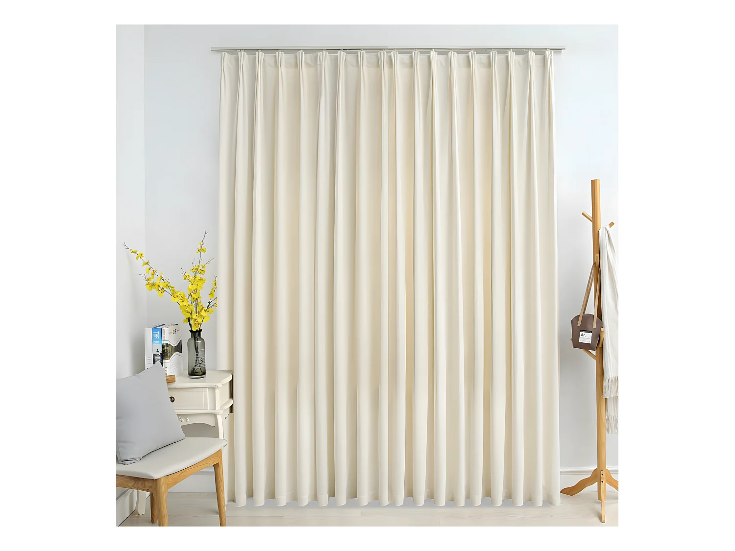 Rideau occultant avec crochets Velours Crème 290x245 cm QBH43000