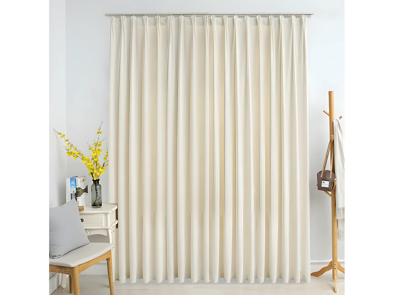 Rideau occultant avec crochets Velours Crème 290x245 cm QBH43000