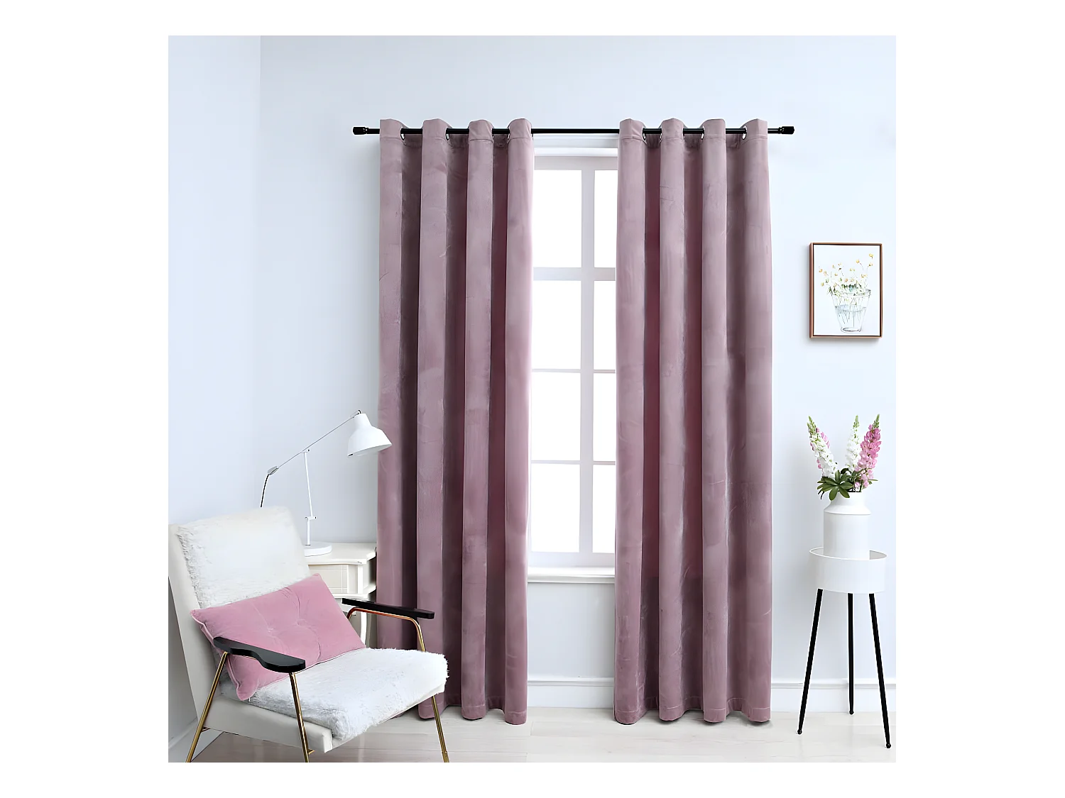 Rideaux occultants avec anneaux 2 pcs Velours Rose 140x175 cm QBH63274