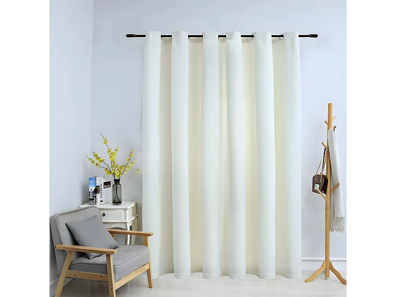 Gordijn verduisterend met ringen 290x245 cm fluweel crème