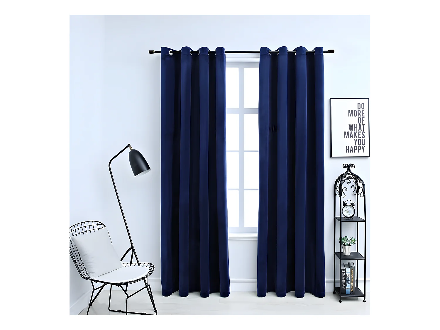 Rideaux occultants et anneaux 2pcs Velours Bleu foncé 140x245cm QBH99524