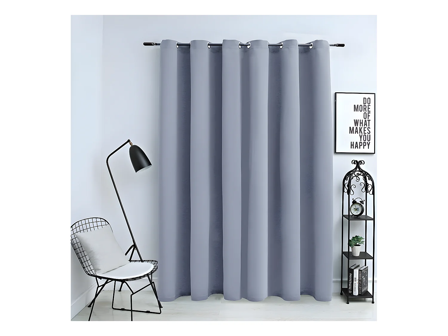 Rideau occultant avec anneaux en métal Gris 290x245 cm QBH87589